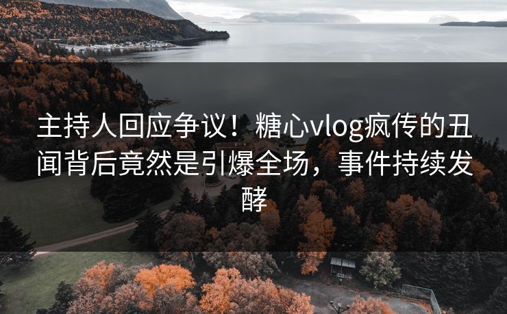 主持人回应争议！糖心vlog疯传的丑闻背后竟然是引爆全场，事件持续发酵