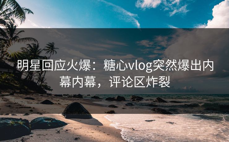 明星回应火爆：糖心vlog突然爆出内幕内幕，评论区炸裂