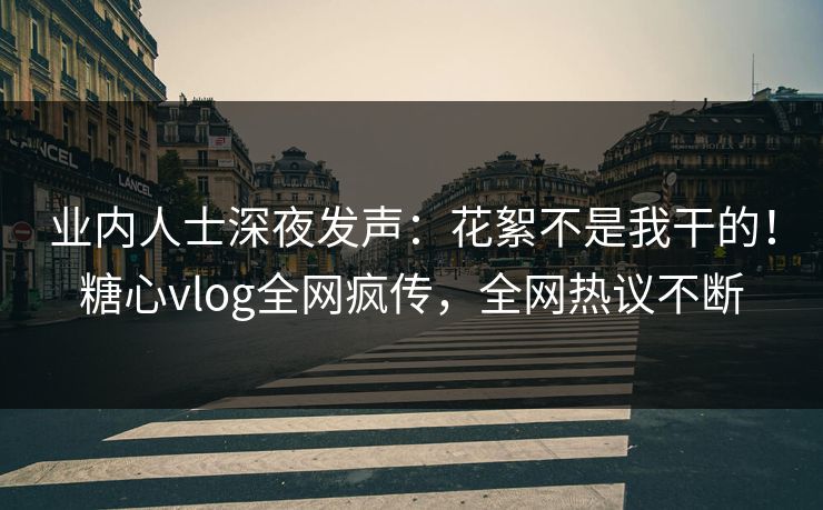 业内人士深夜发声：花絮不是我干的！糖心vlog全网疯传，全网热议不断