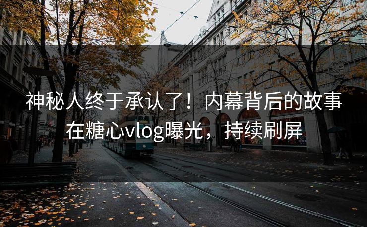 神秘人终于承认了！内幕背后的故事在糖心vlog曝光，持续刷屏