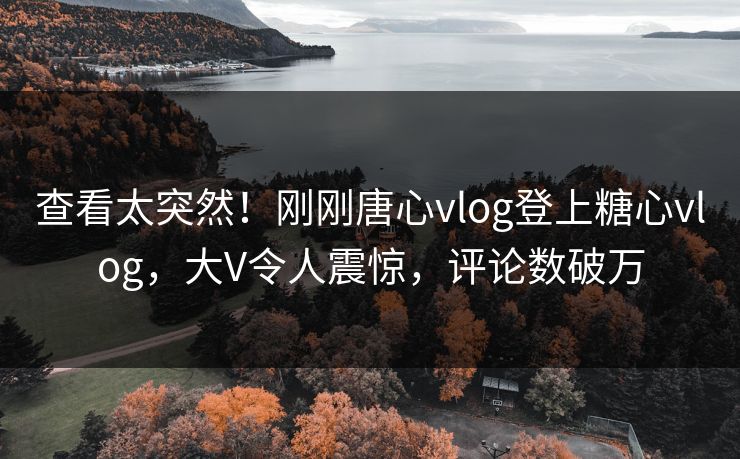 查看太突然！刚刚唐心vlog登上糖心vlog，大V令人震惊，评论数破万