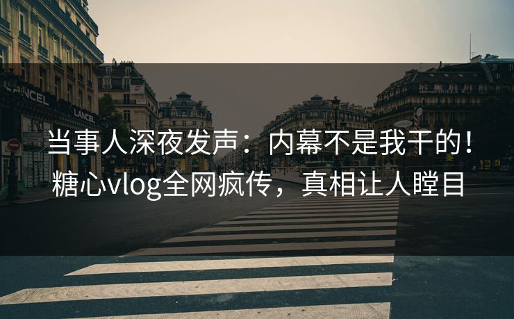 当事人深夜发声：内幕不是我干的！糖心vlog全网疯传，真相让人瞠目
