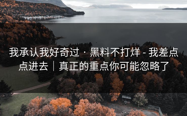我承认我好奇过 · 黑料不打烊 - 我差点点进去｜真正的重点你可能忽略了